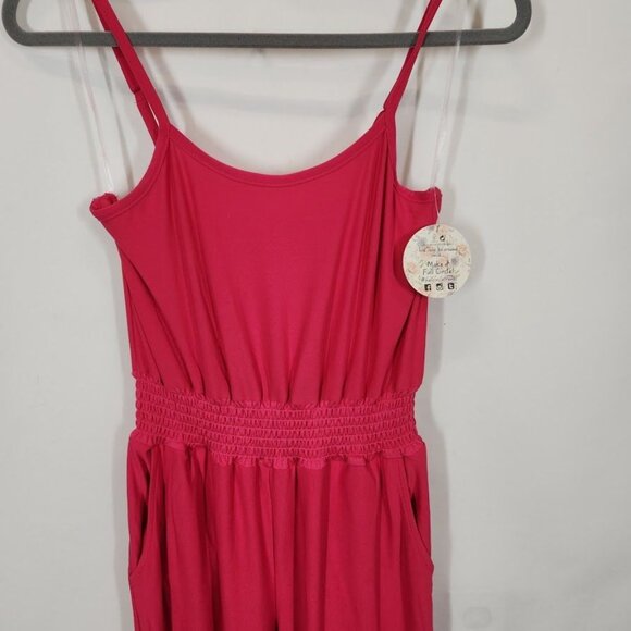 NWT Jolie & Joy‎ Smocked Waist Cami Jumpsuit - Magenta Size Medium - Picture 3 of 8
